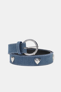 Hammered Heart Belt | Medium Wash