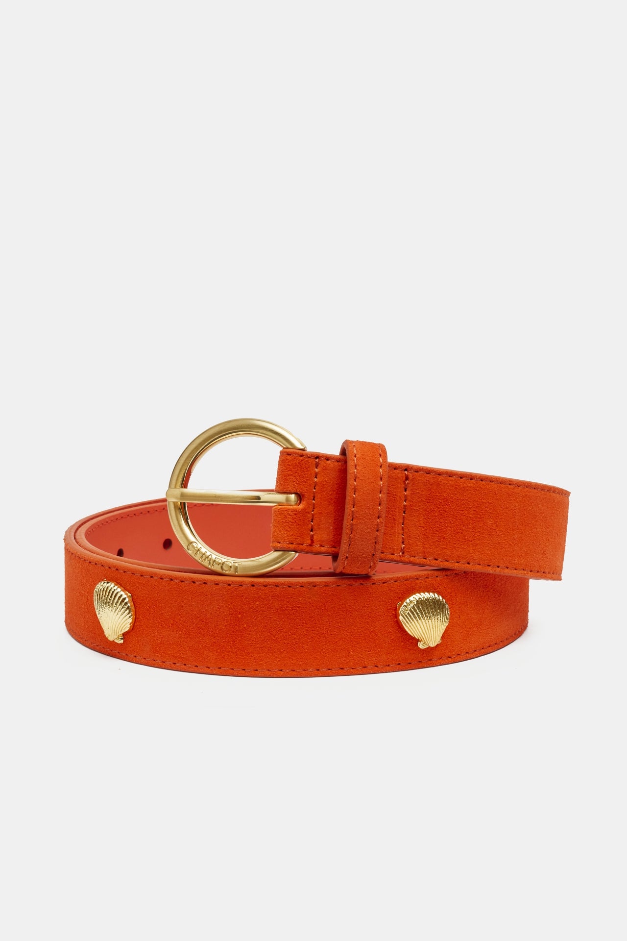 Studded Shell Belt | Tangerine