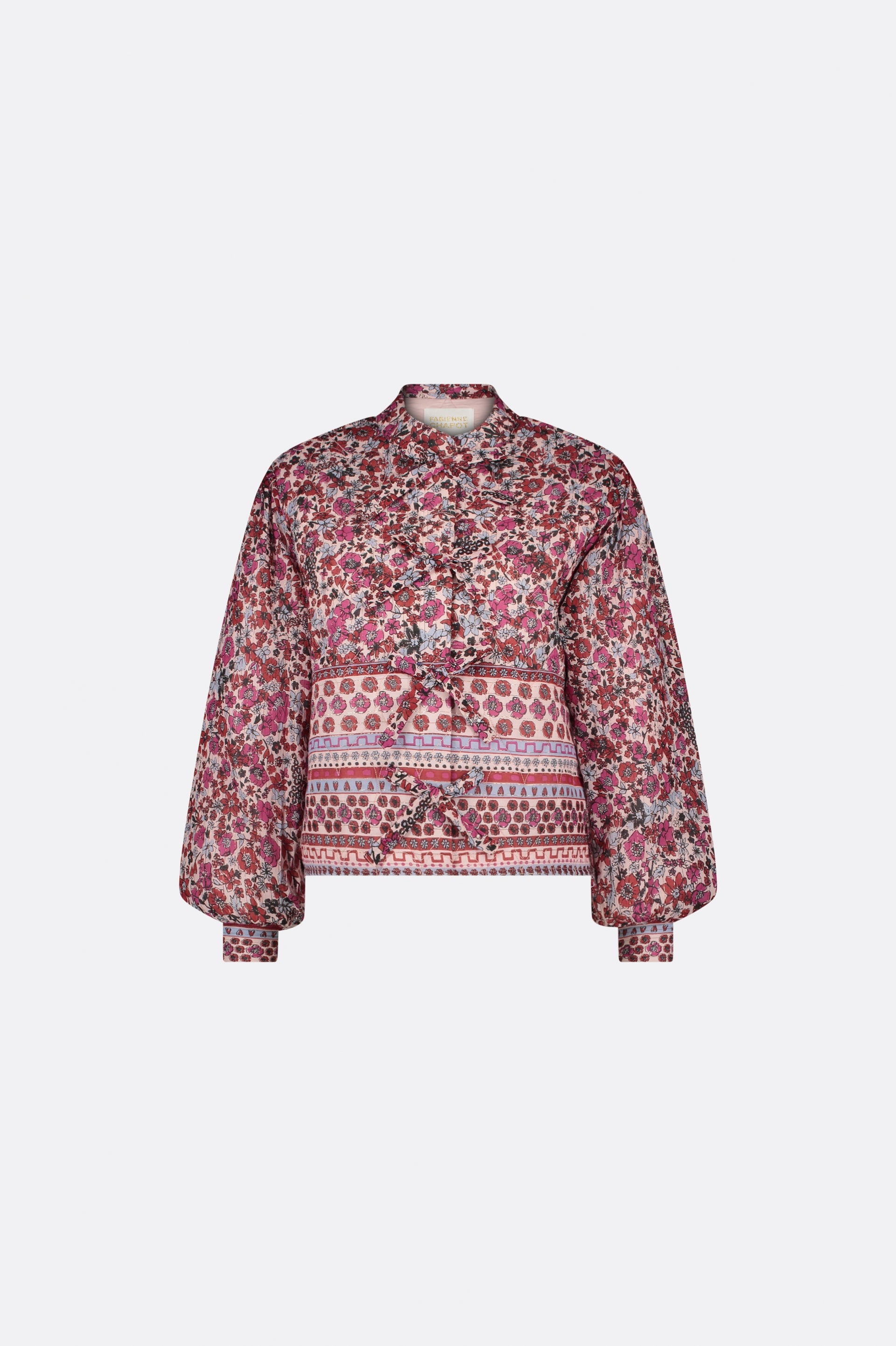 Patty Printed Jacket | Cerise Red/Powder Bl