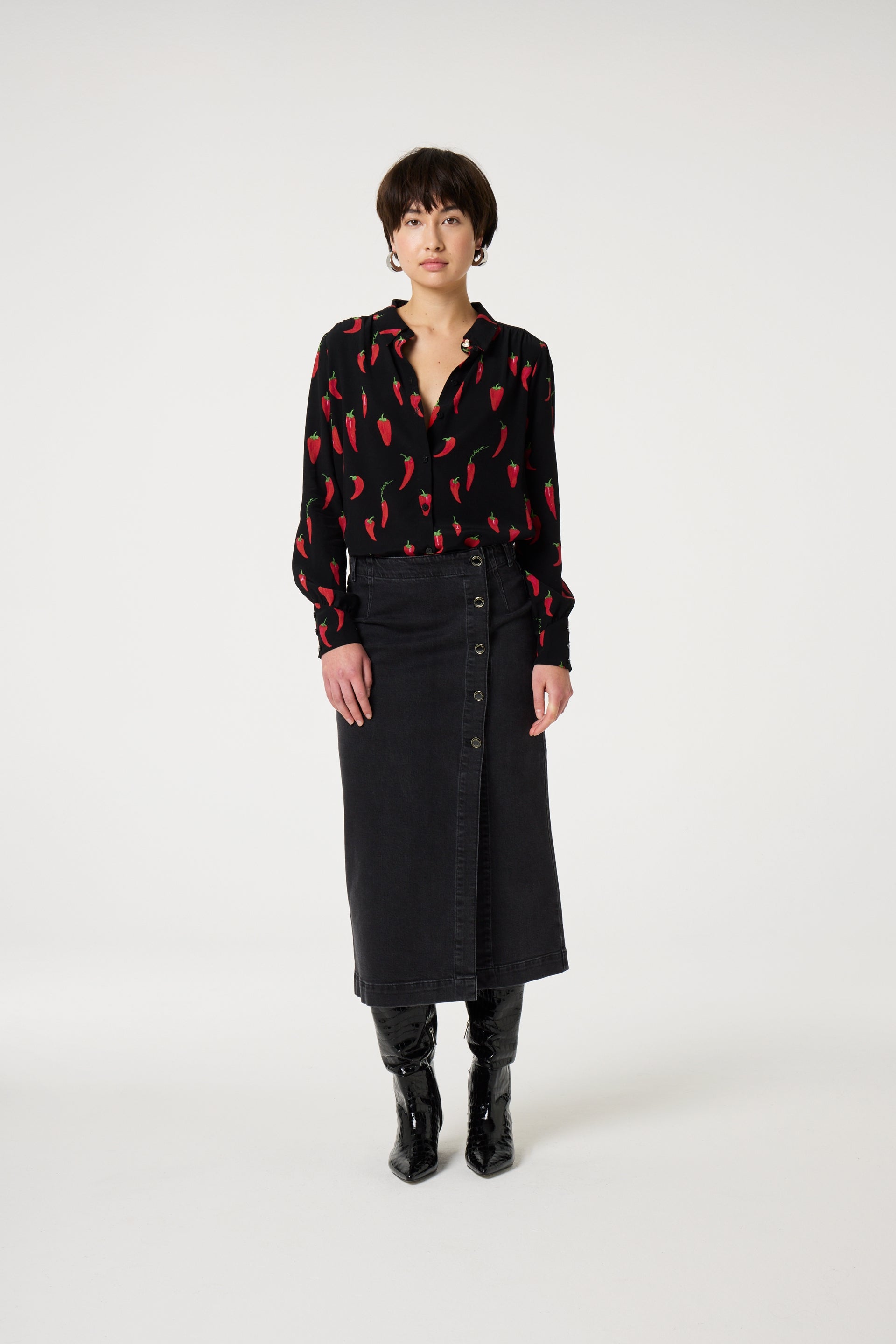 Coco Blouse | Black/Red Hot Chilli