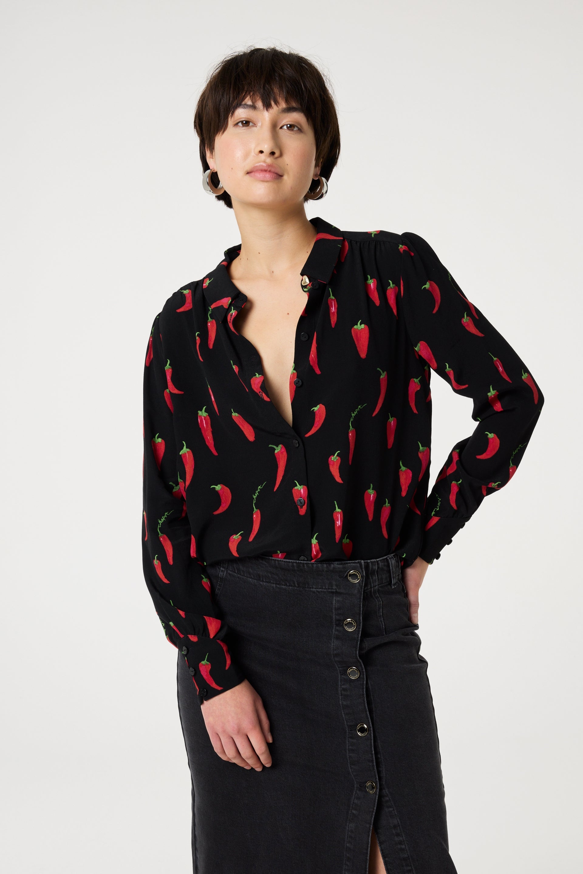 Coco Blouse | Black/Red Hot Chilli