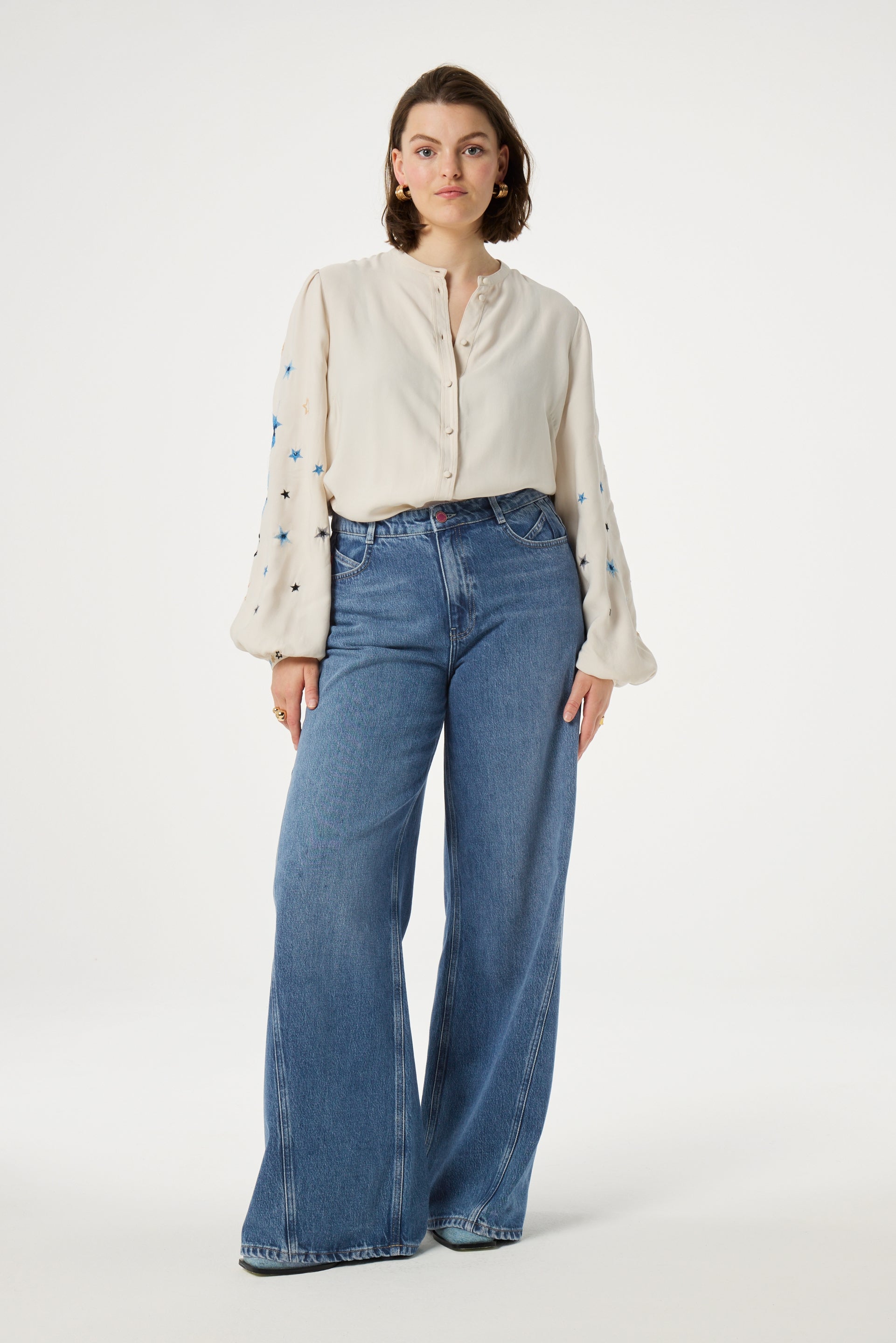 Harry Blouse | Warm White/Blue