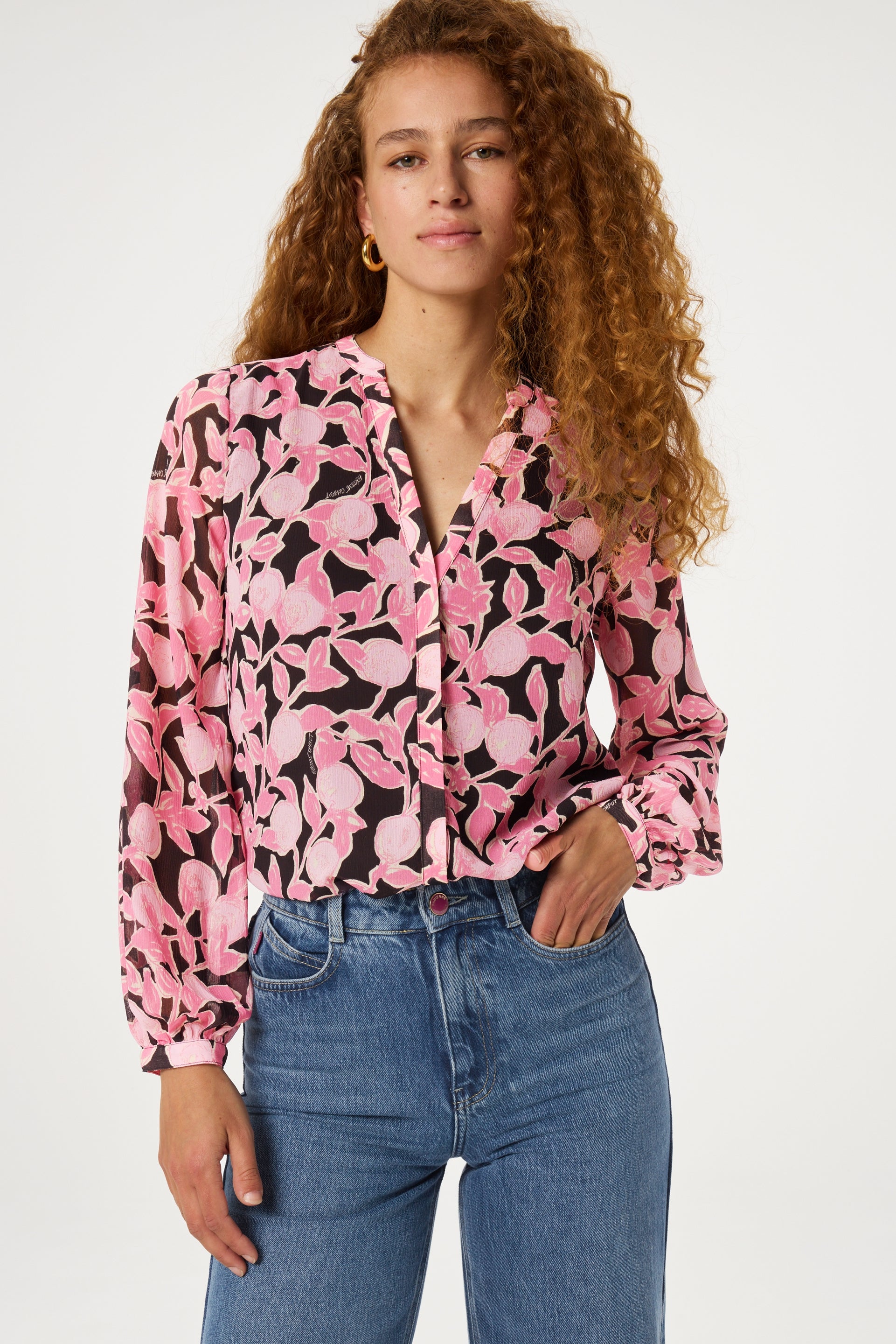 Frida Blouse | Black/Pink Rodeo