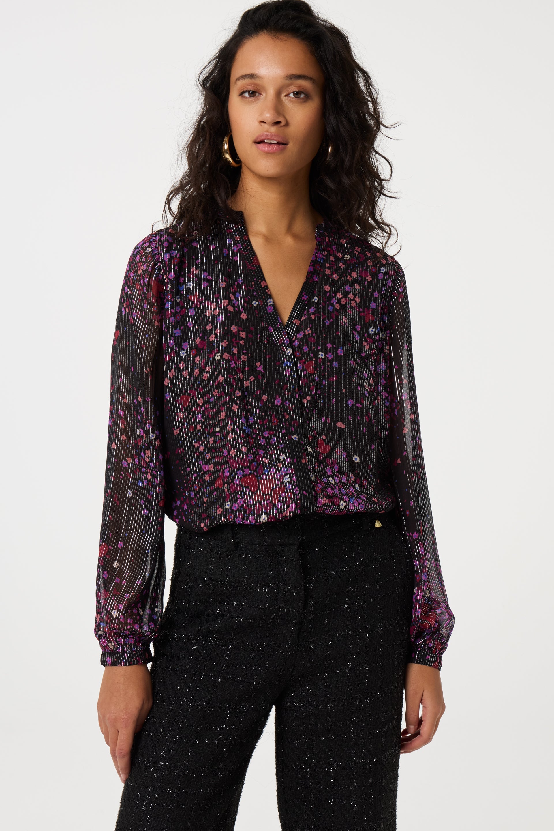 Frida Blouse | BLack/Raspberry