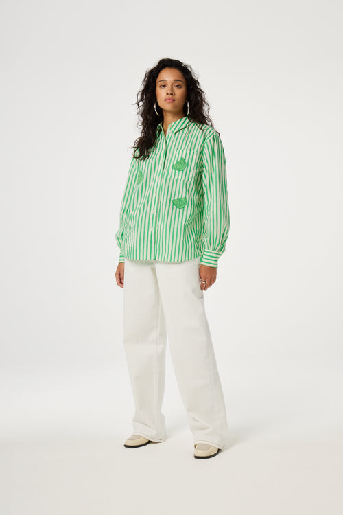 Alex Blouse | Warm White/Green App