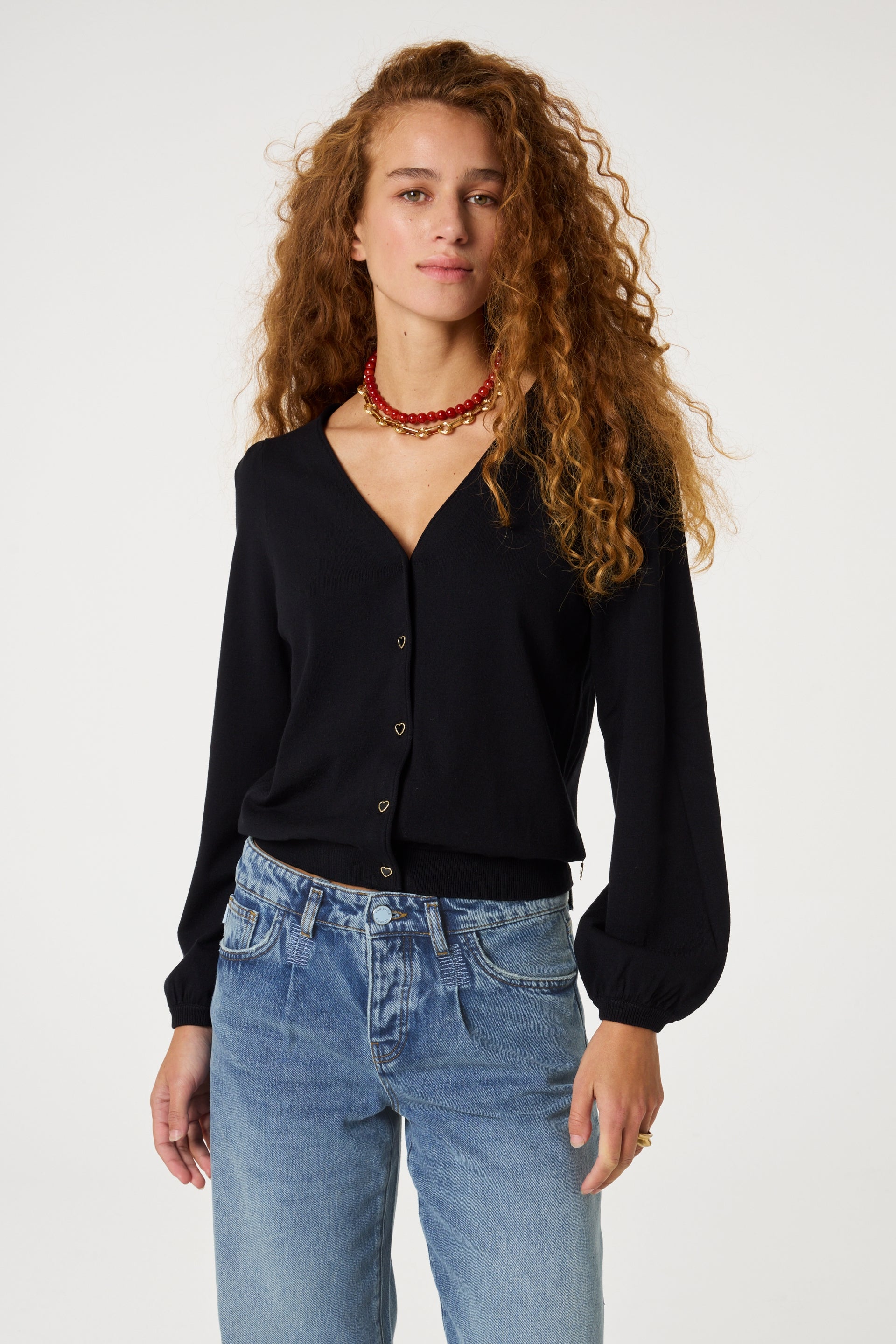 Molly V-Neck Cardigan | Black