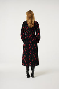 Ana Dress | Black/Red Hot Chilli