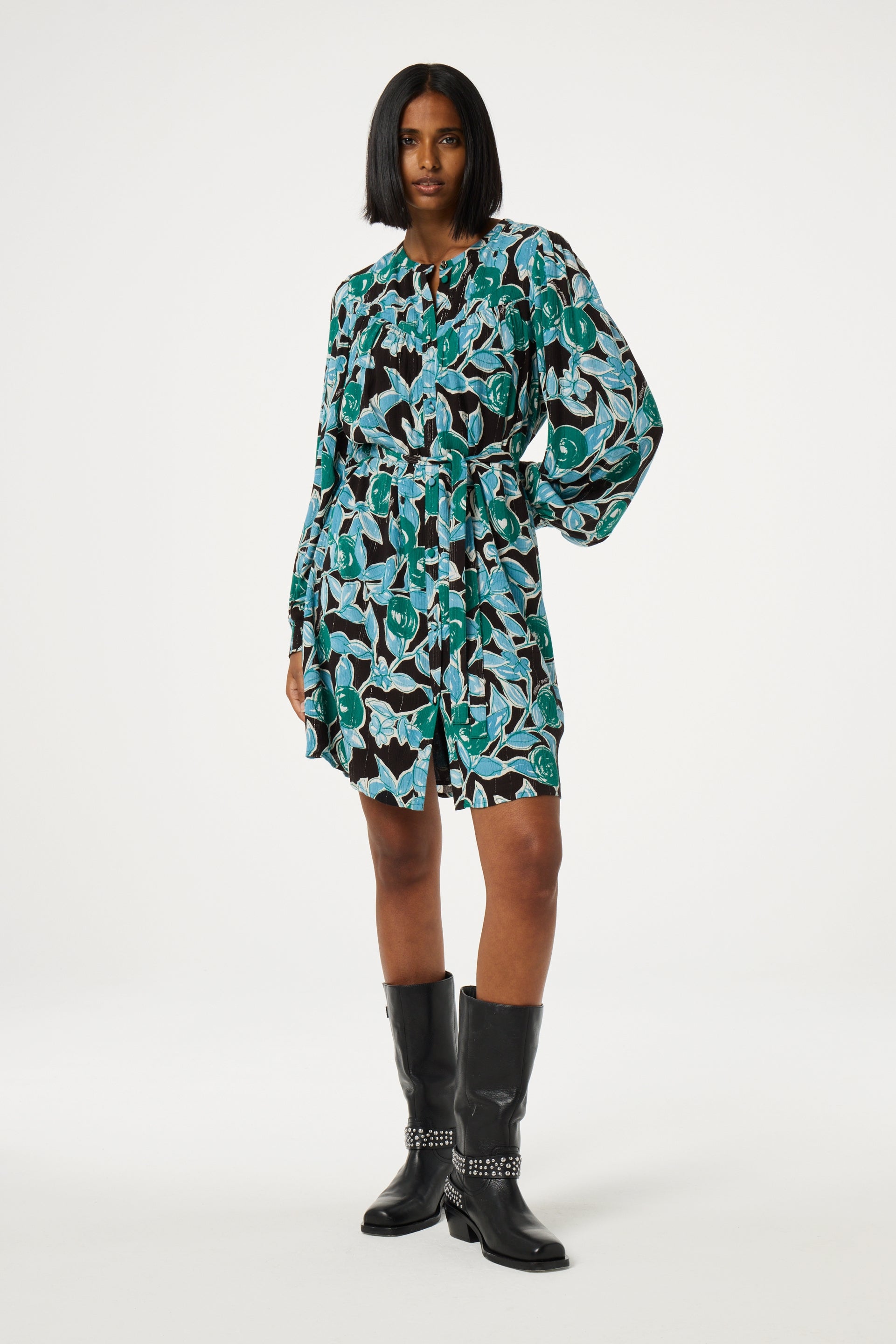 Willa Short Dress | Black/Bottle Green