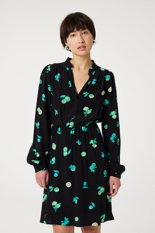 Anissa Dress | Black/Green Zest