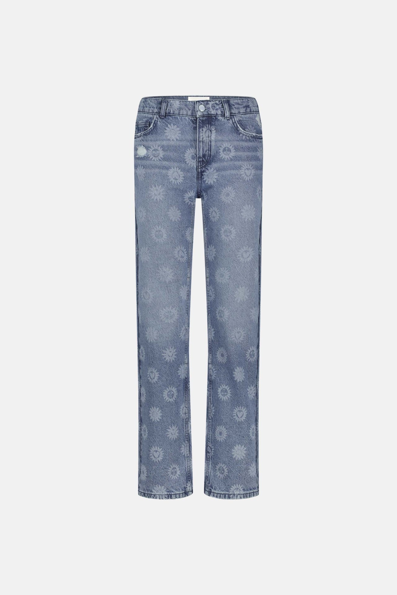 Marie Straight Leg Jeans | Mid Blue Printed