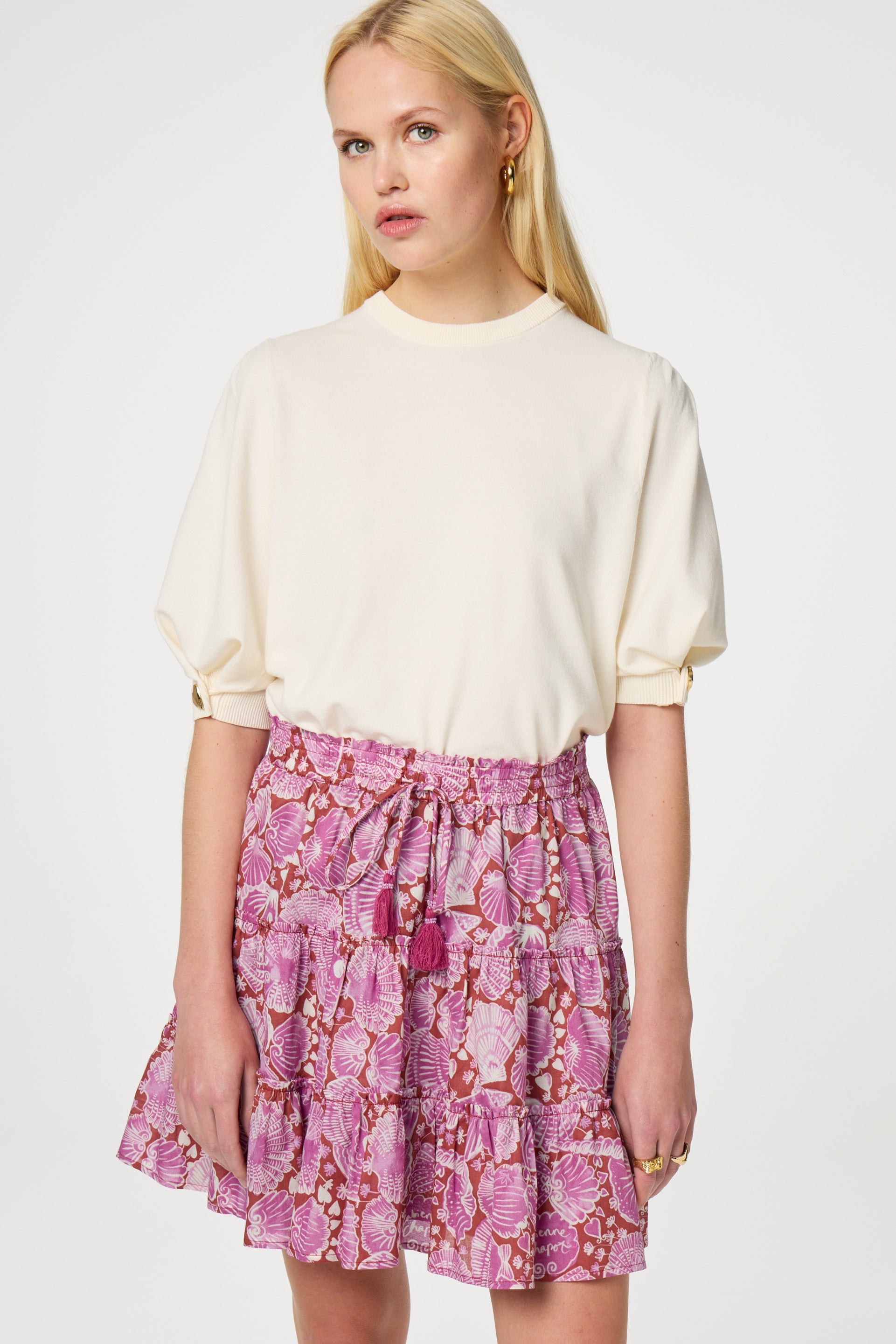 Molly Button Short Sleeve Pullover | Cosy White