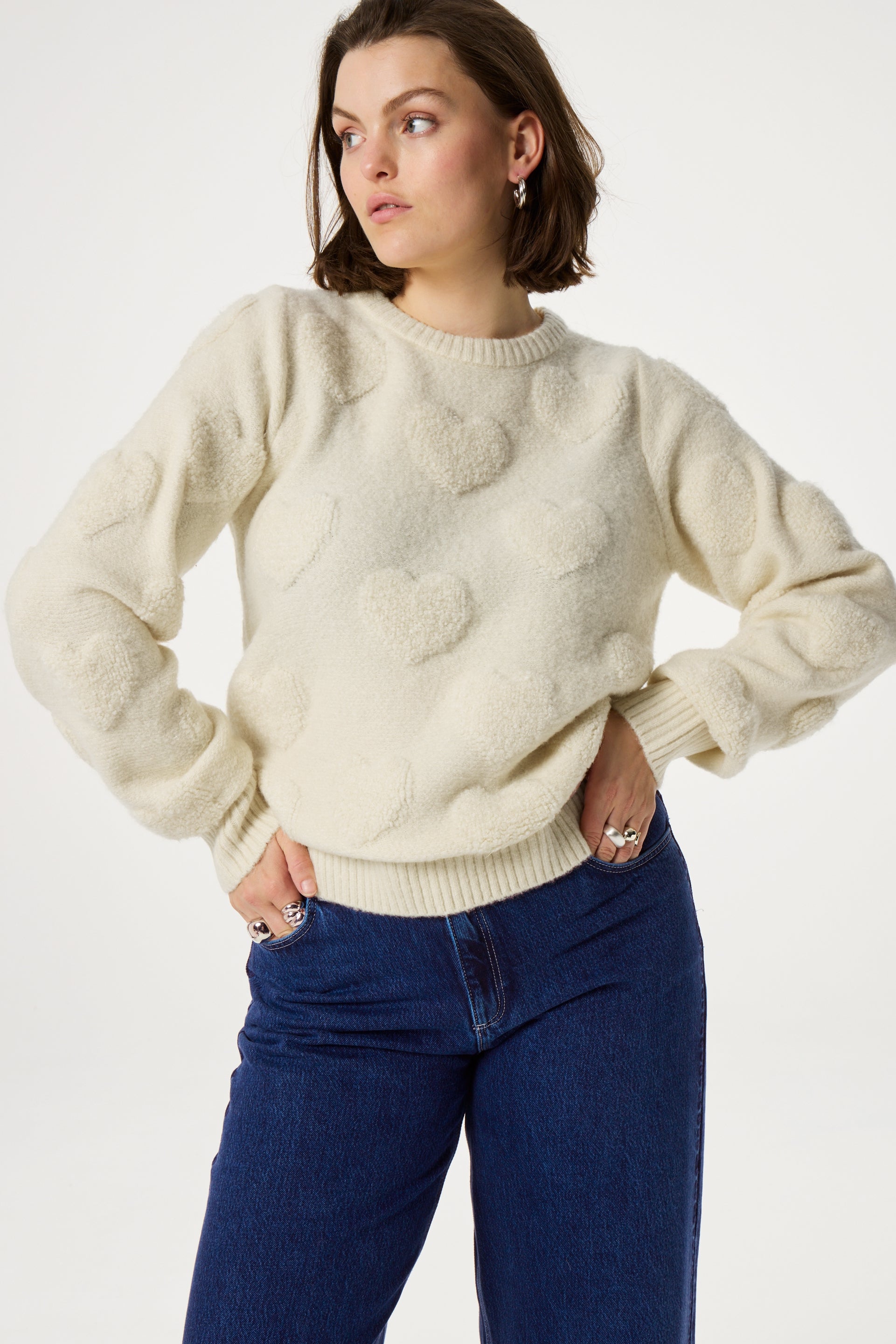 Bibian Heart Pullover | Warm White