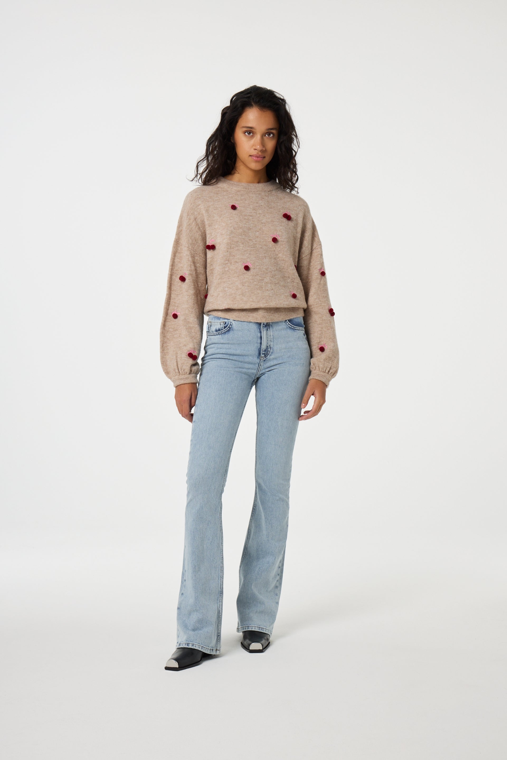 Linda Cherry Pullover | Lt Oatmeal Melange