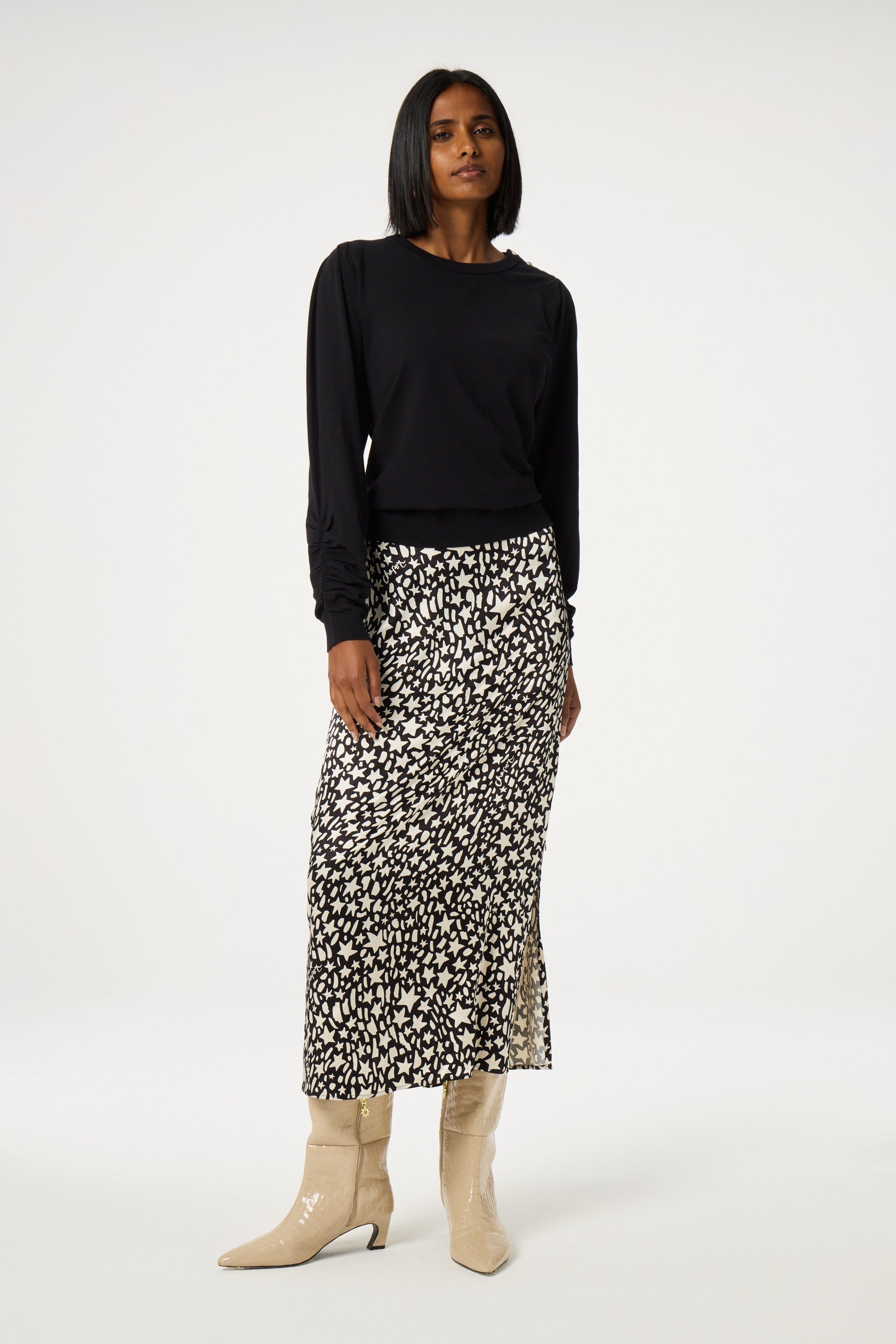 Laurie Skirt | Black/Creme Brulee