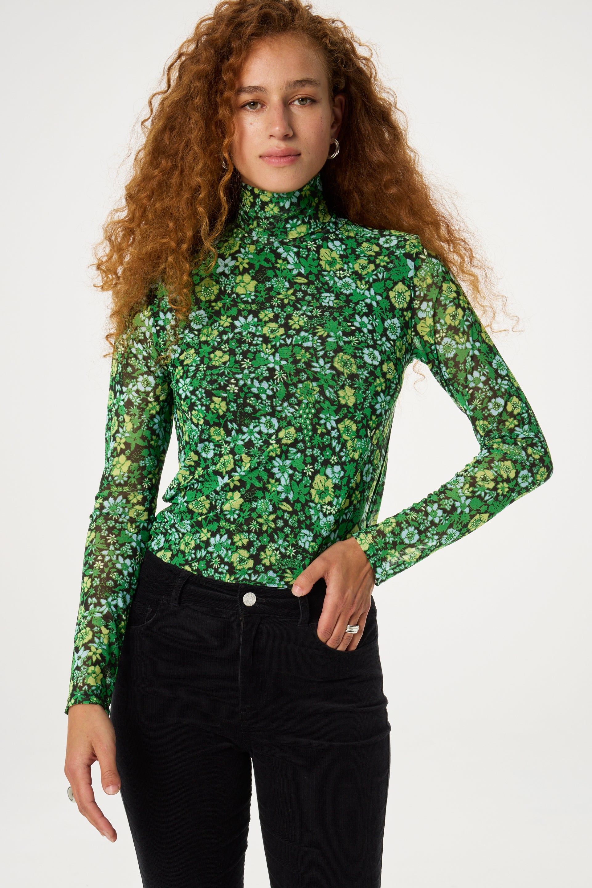 Jane Top | Black/Parrot Green